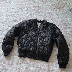 Aerie Black Quilted Bomber Jacket
